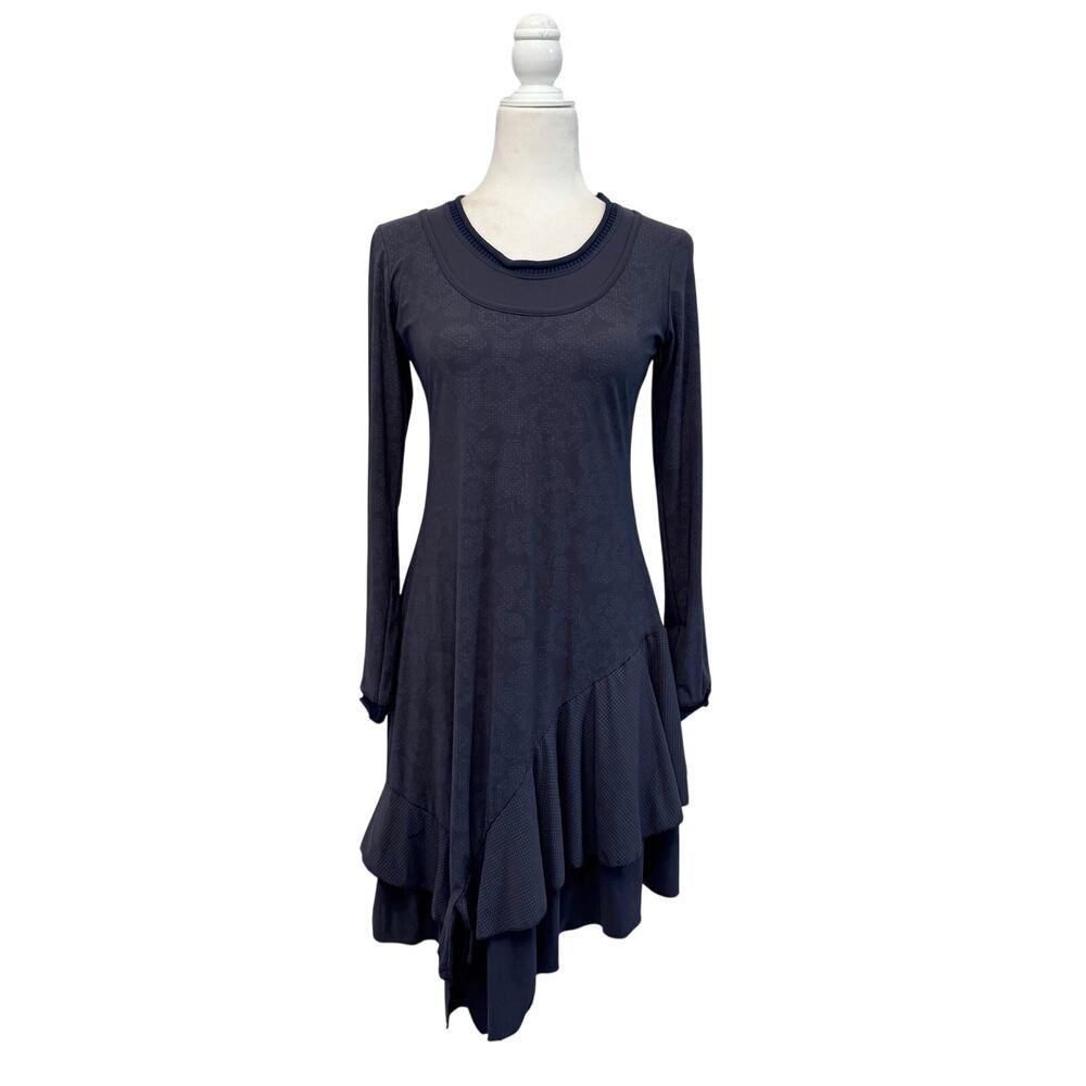 Sun Light Paris Locana Floral Asymmetrical Layered Dress Artsy Lagenlook Sz T2